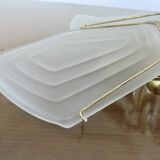 Double wall lamp in frosted glass and gold metal from the 70s