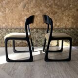 Pair of Baumann sleigh chairs with original seats