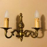 Louis XV Style double wall light in gilded bronze from the 20th century.