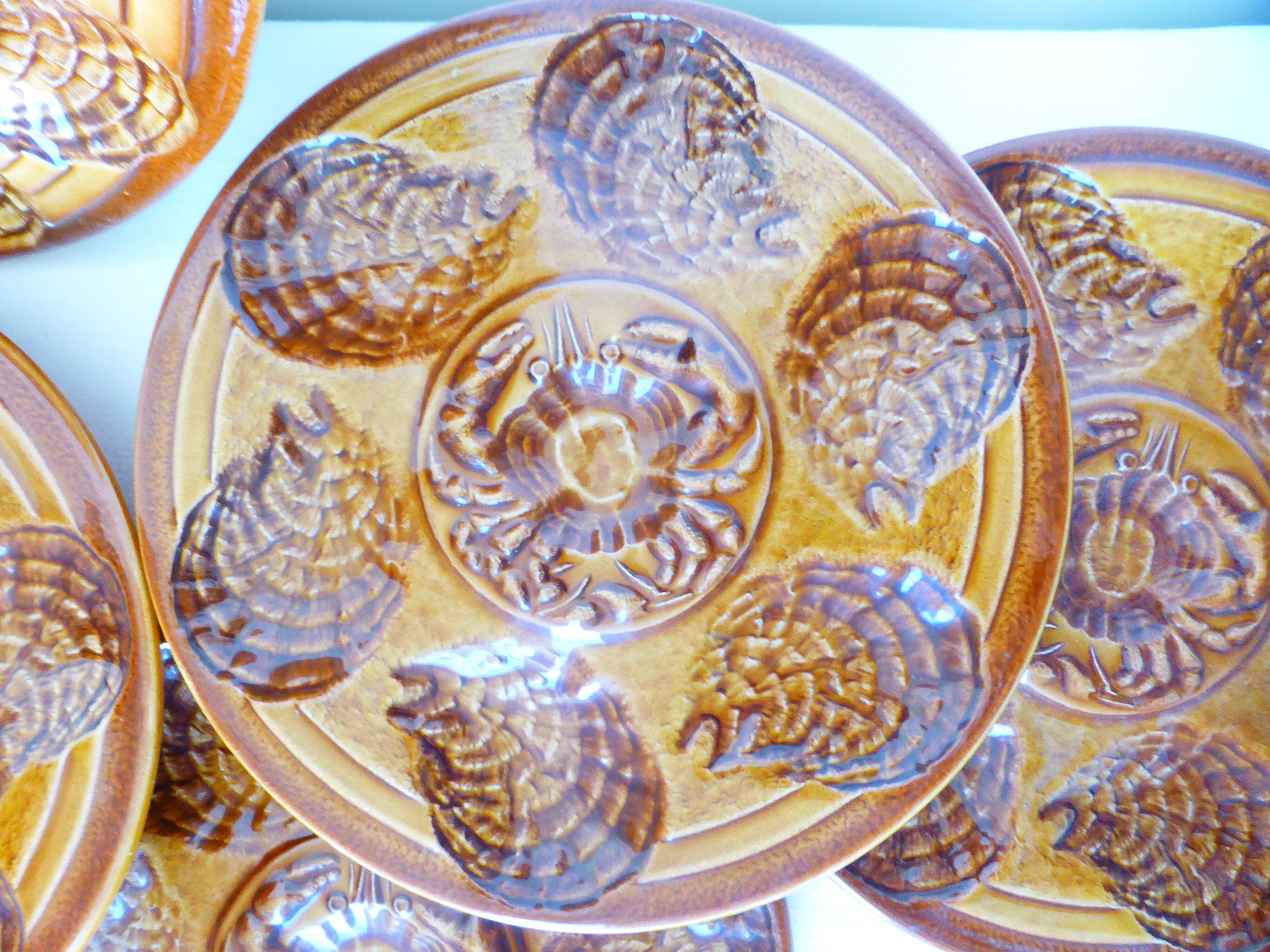 5 plates and a platter for oysters or shellfish from Sarreguemines 2106161