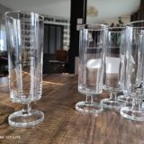 Set of 8 vintage glass champagne flutes Luminarc transparent Sweden model