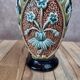 Gustave De Bruyne barbotine vase Fives Lille with an old floral decoration and stylised handles.