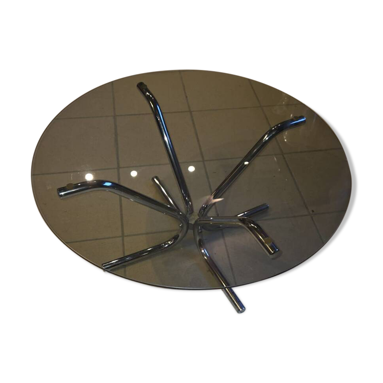 Table basse en verre et métal