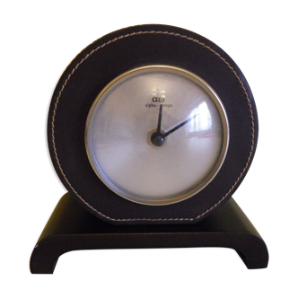 Alpha Omega Landing Clock - Leather and Wood - 1970s