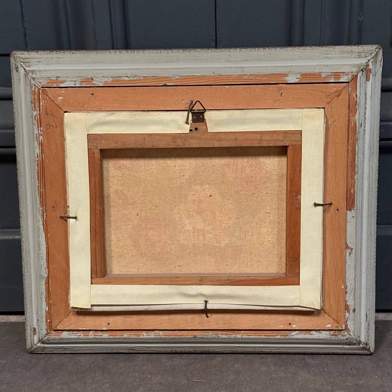 Oil on canvas still life with roses 20th century by Surgeon, whitewashed frame