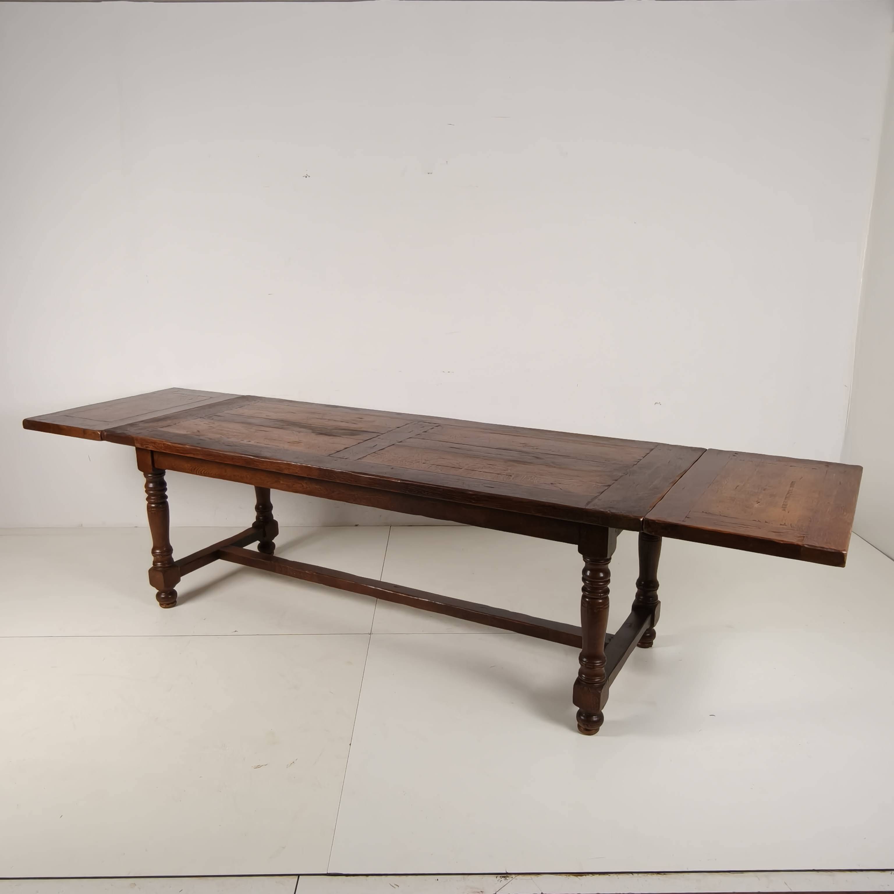 Large French Oak Monastery Table 320/220 cm, early 20th Century