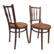 Pair chairs bistrot Thonet pyrograved design 1900 Art Nouveau