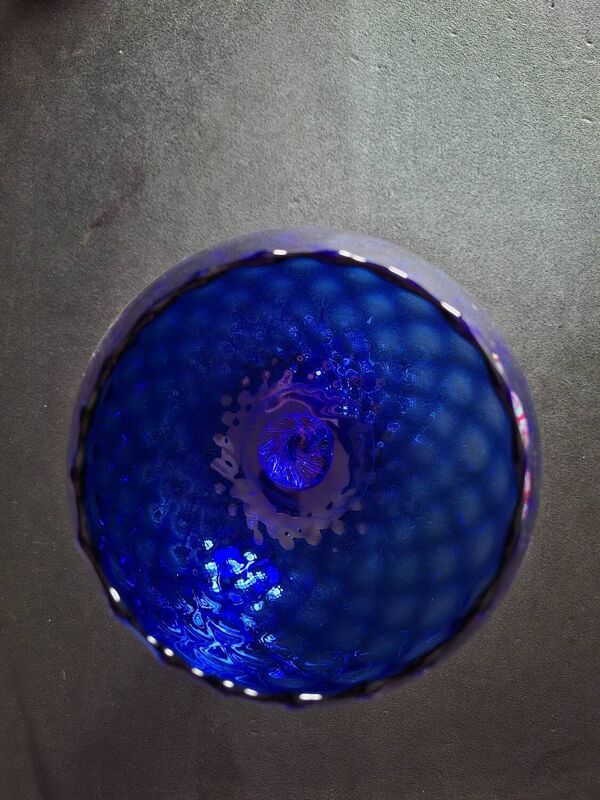 Vase vintage en verre bleu cobalt Empoli