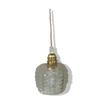 Vintage globe textured glass portable lamp, new cord