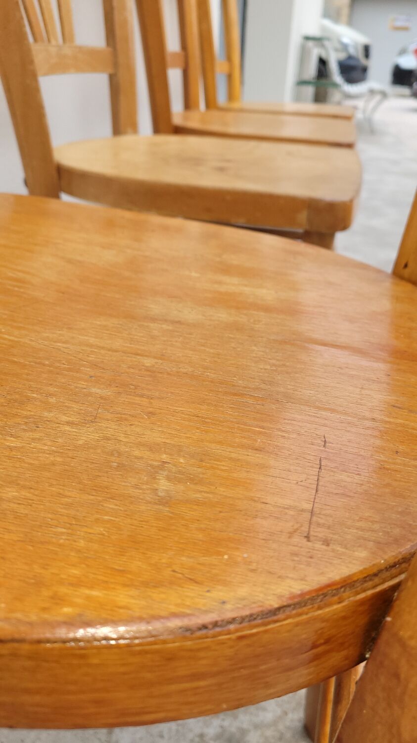 Series of 4 chairs of bistrot restaurant old 1950