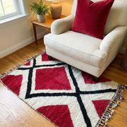 Tapis en laine pure tissé main traditionnelle artisanale 2/3 m