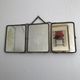 Miroir triptyque barbier doré vert anglais vintage 1930 - 24 x 57 cm