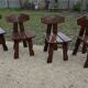 Dutch brutalist solid oak dining chairs, 1970s, set of 4