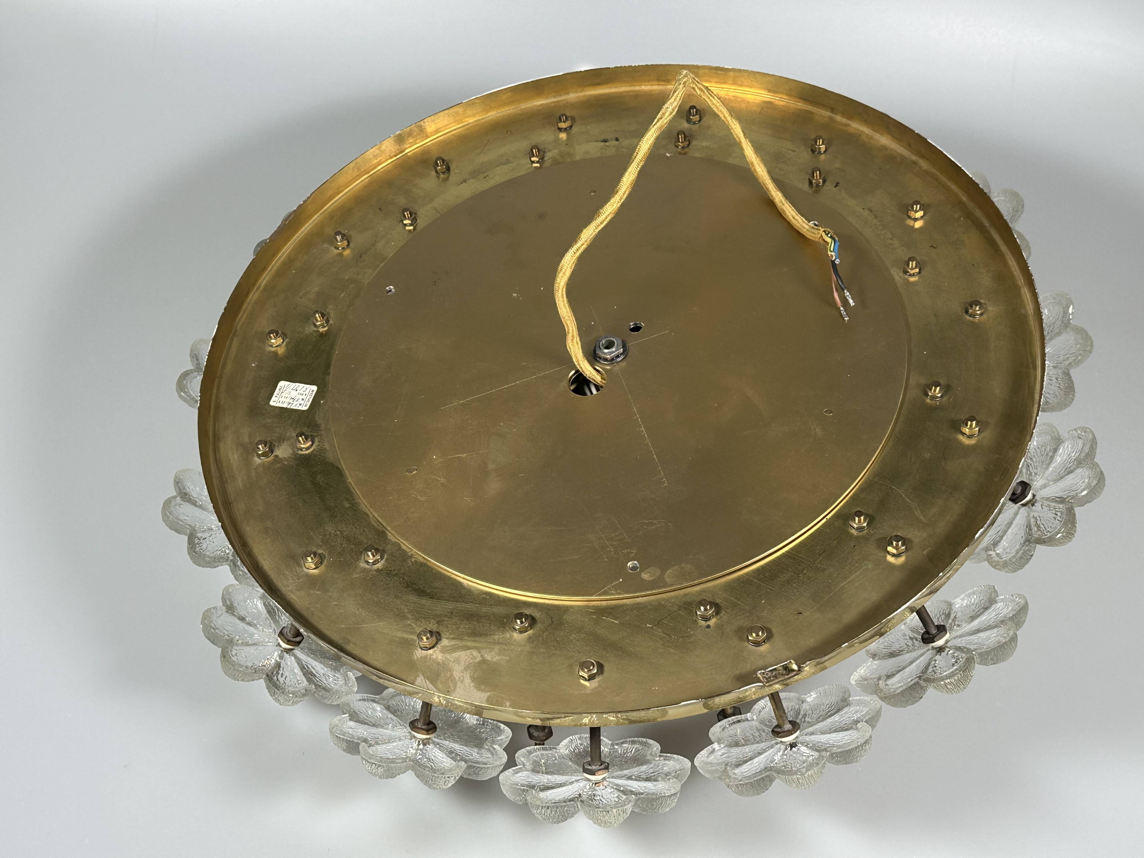 1960s/70s Ceiling Lamp Ernst Palme made of brass and glass, Germany