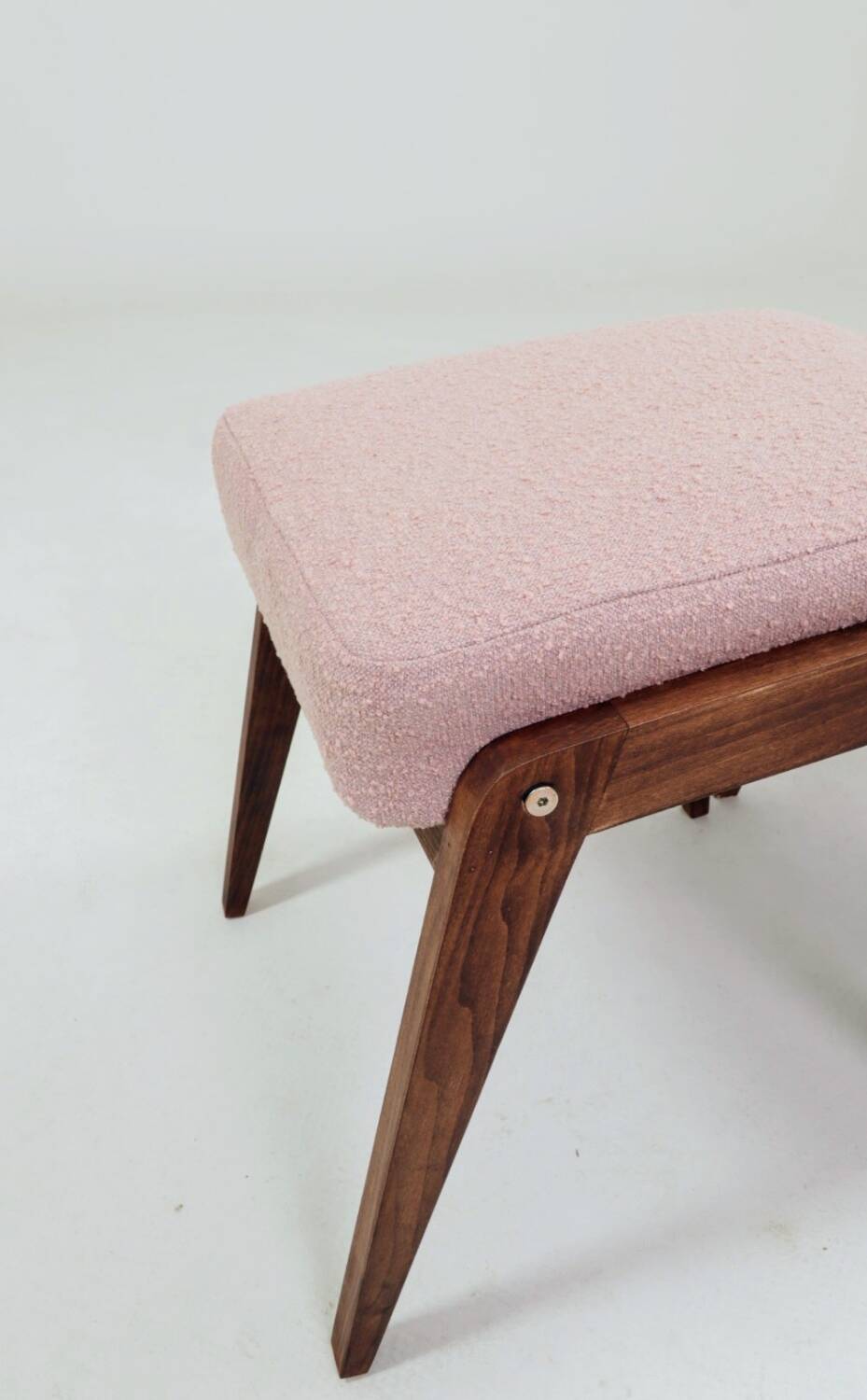 Vintage pink boucle tabouret modern design set of 2