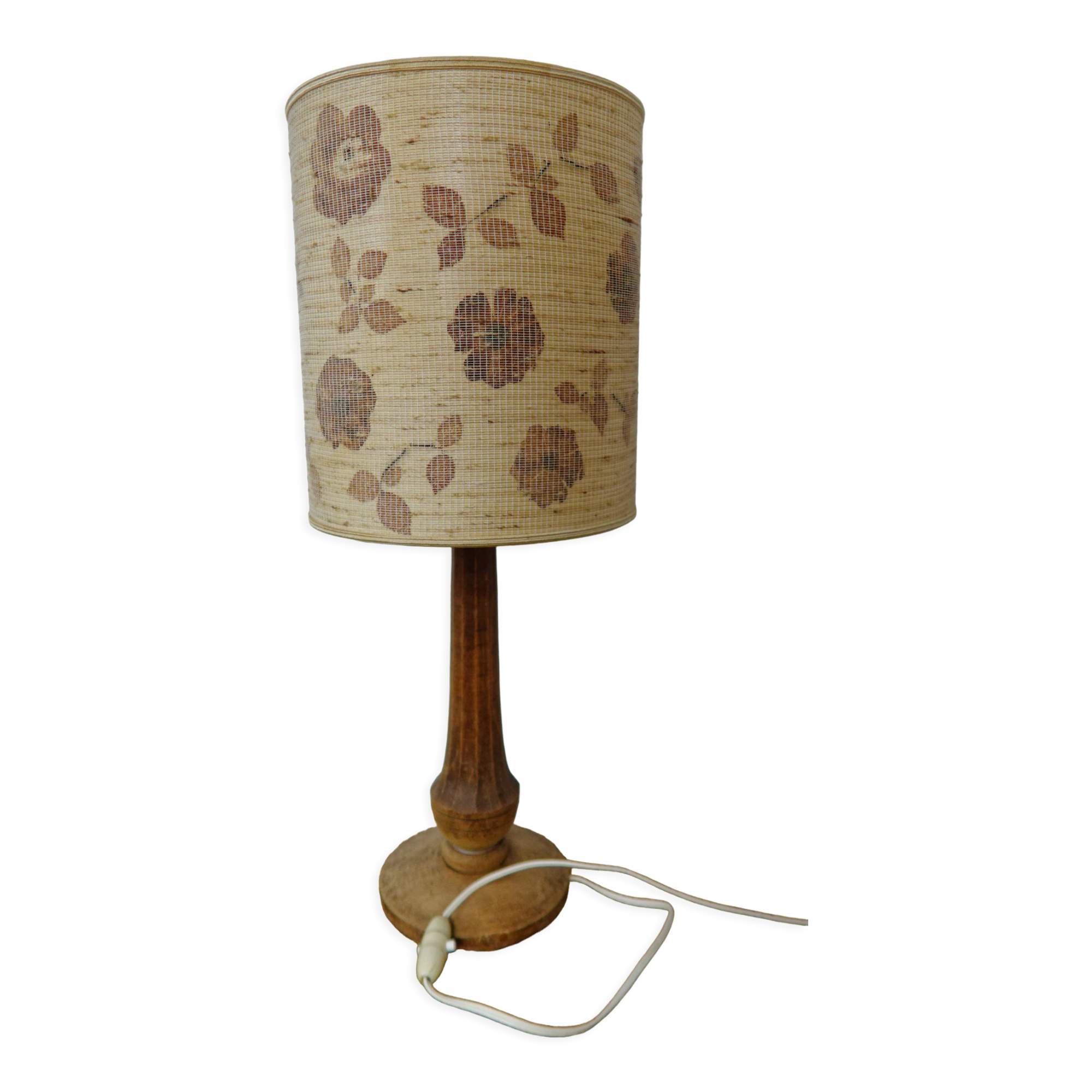 Table lamp vintage lampshade woven flowers