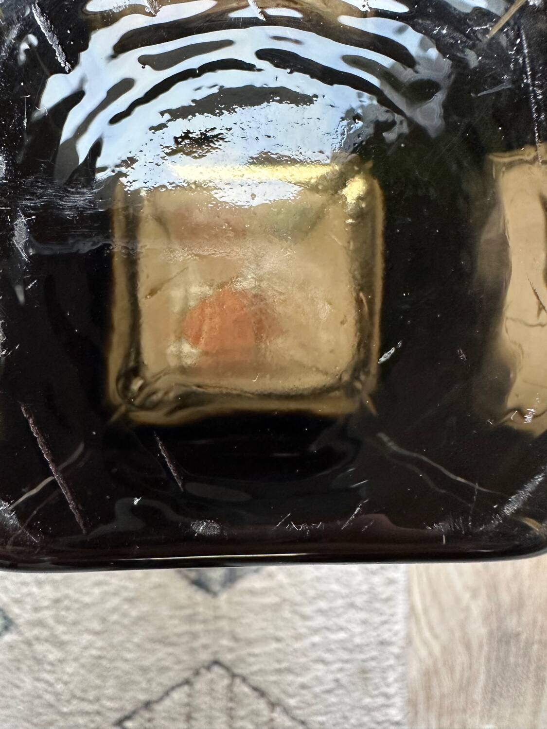 Rectangular smoked glass vase design in retro vintage Murano spirit