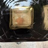 Rectangular smoked glass vase design in retro vintage Murano spirit