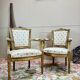 Pair of louis xvi style gilded wood armchairs, 19th century