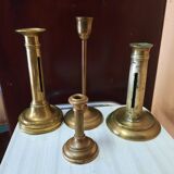 Set of brass candle holders