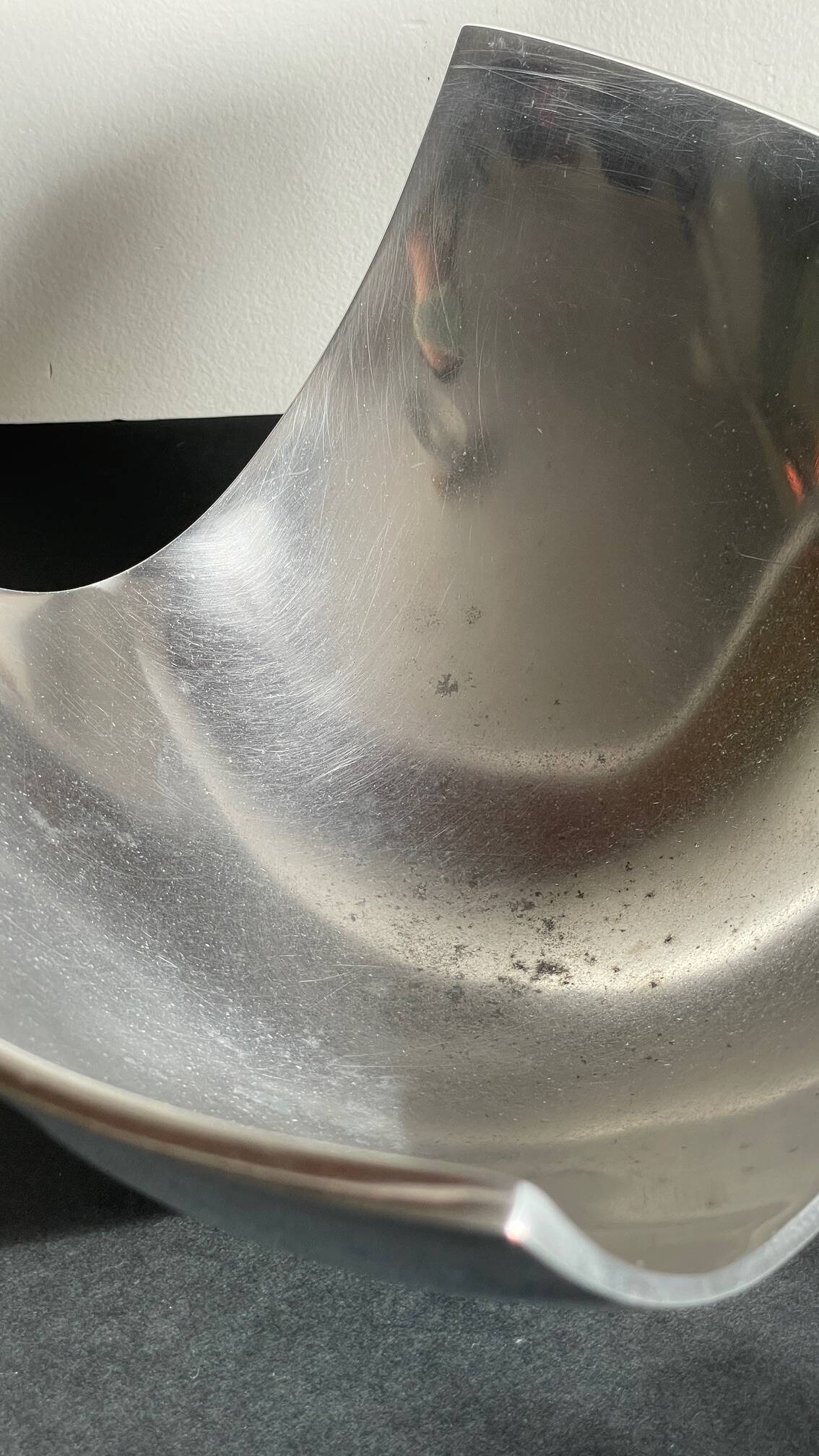 Vintage polished metal fruit bowl