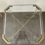 Vintage coffee table in lucite and brass 60s-70s
