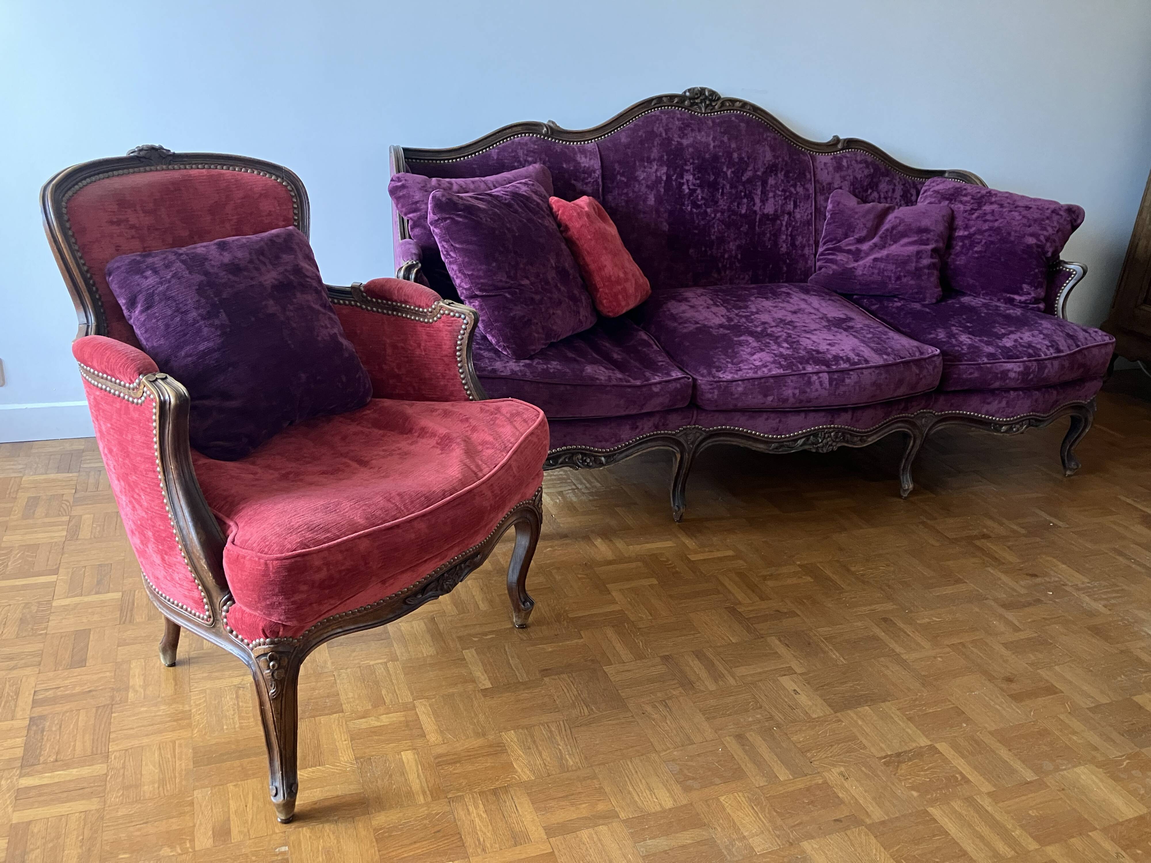Salon Canapé et 4 fauteuils Louis XV relookés