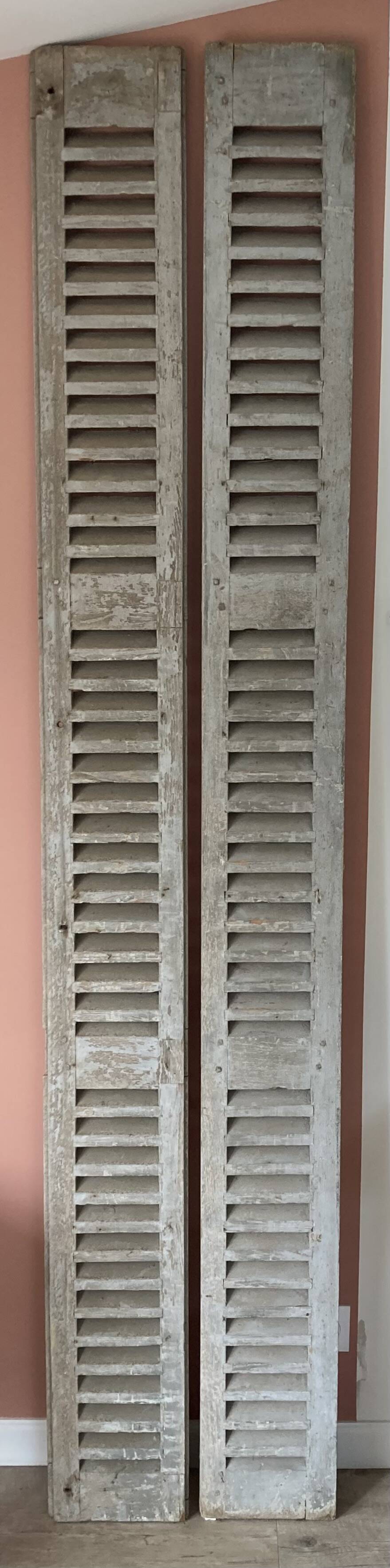 Set of 2 large old louvered shutters