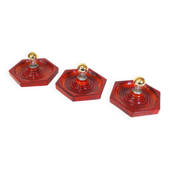 Original vintage deep red ceramic sconces by Hustadt Leuchten
