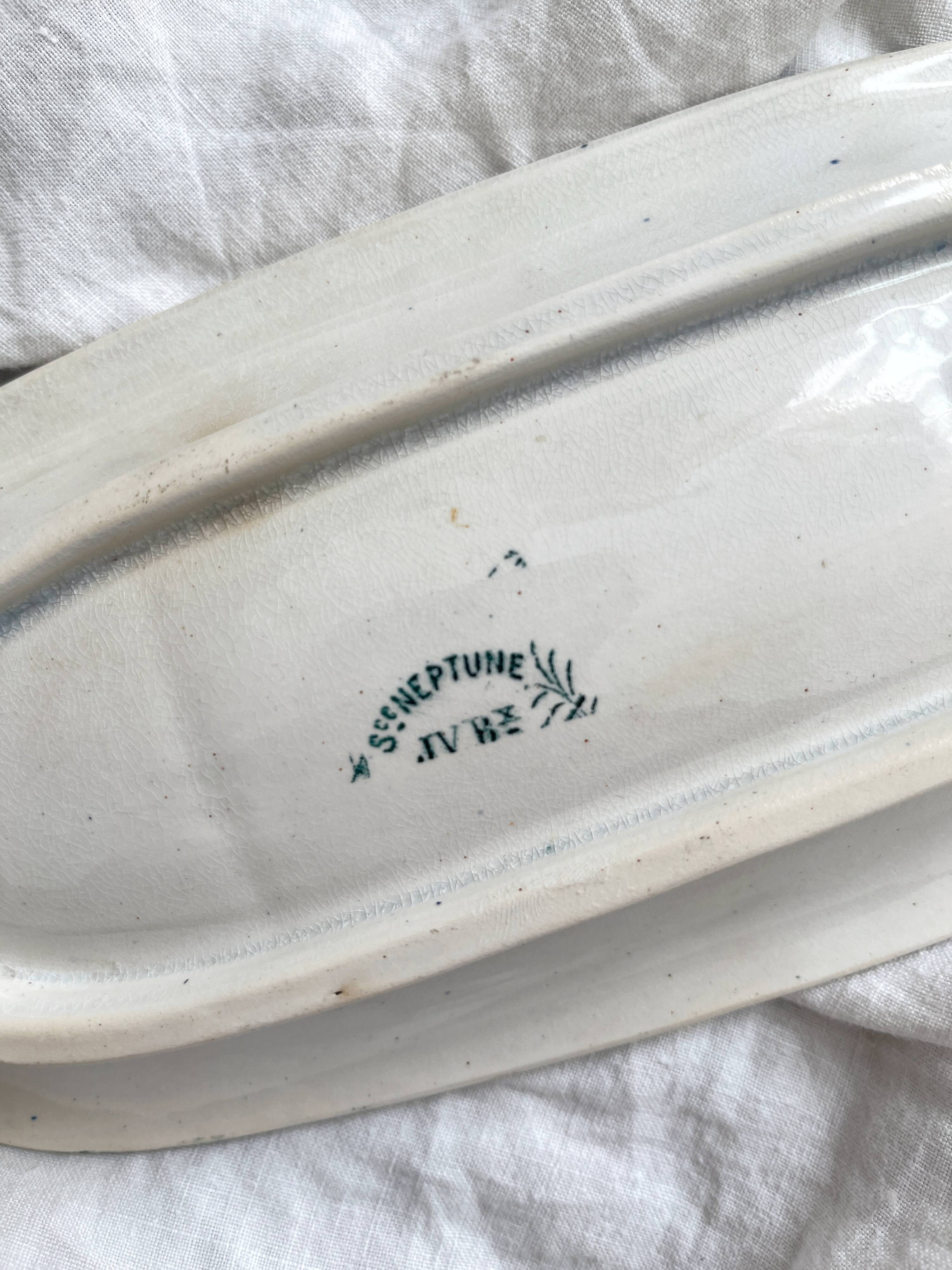 Antique Neptune iron clay soap dish, Jules Vieillard Bordeaux