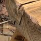 Solid pine tripod coffee table, raw, 1960