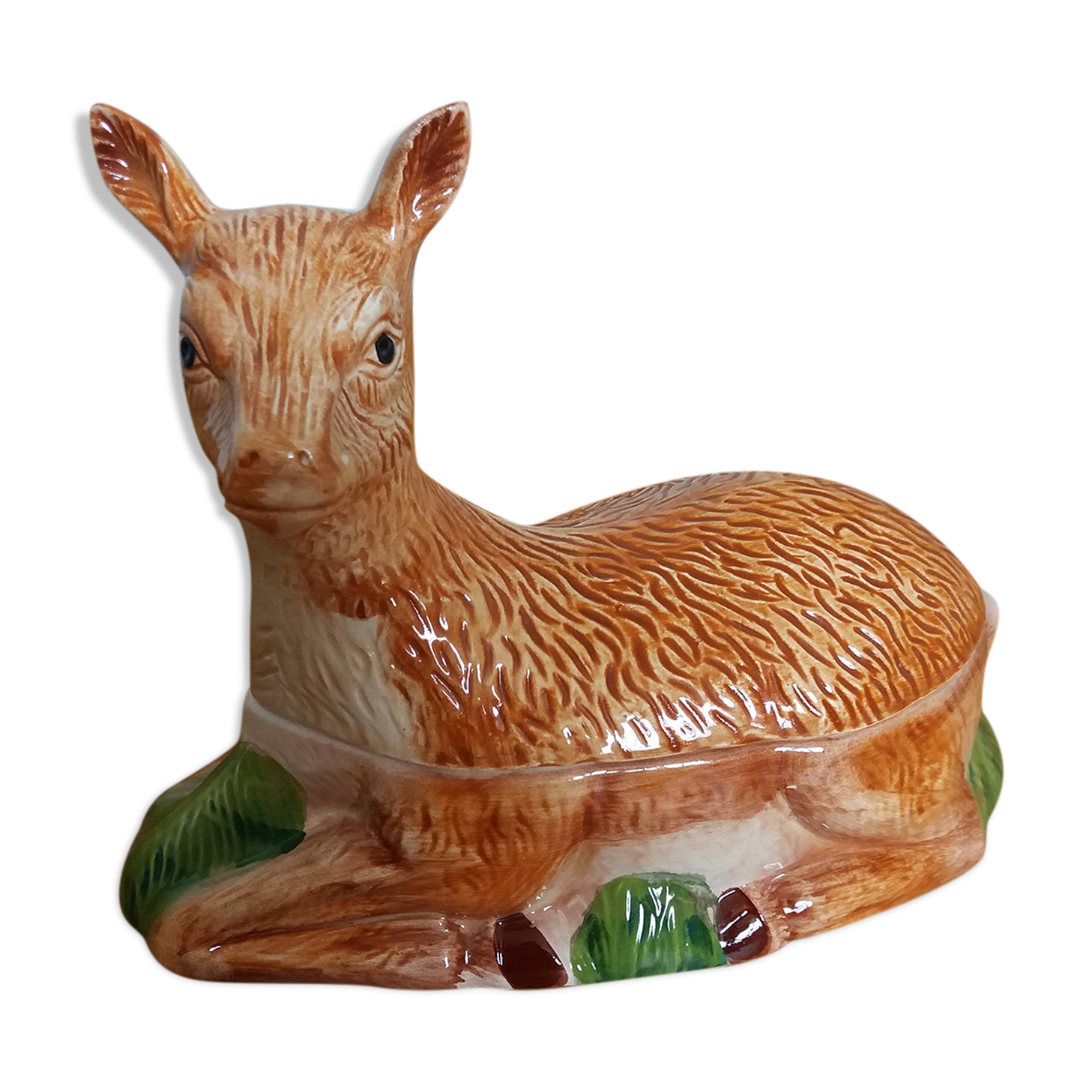 Terrine ceramic doe signed Caugant