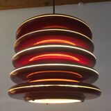 Scandinavian-style space age metal hanging lamp, red
