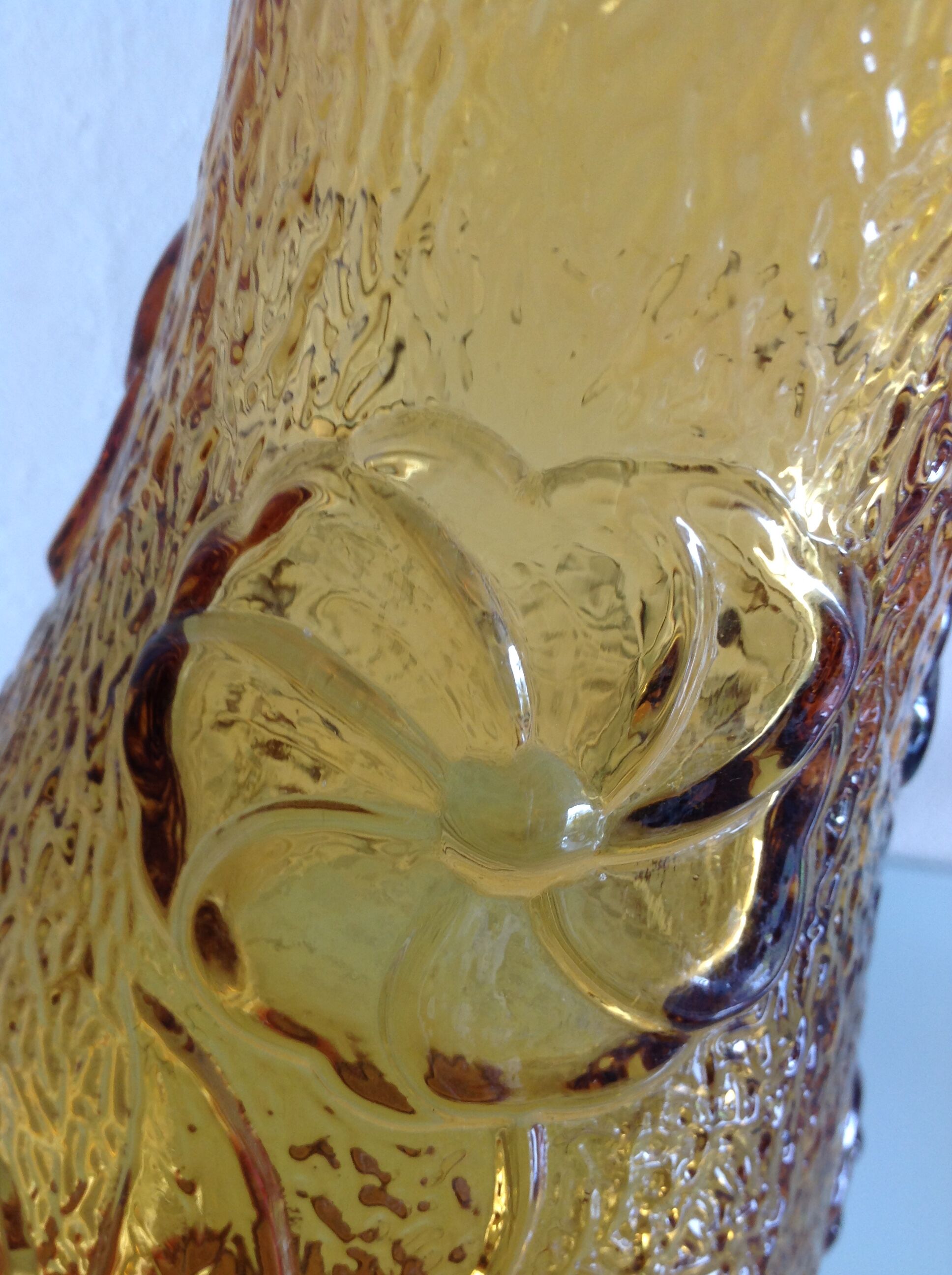 Amber glass vase / vintage 60s-70s