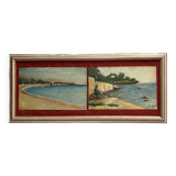 Daloni, pair of watercolors of the Mediterranean seaside, 20th century frame