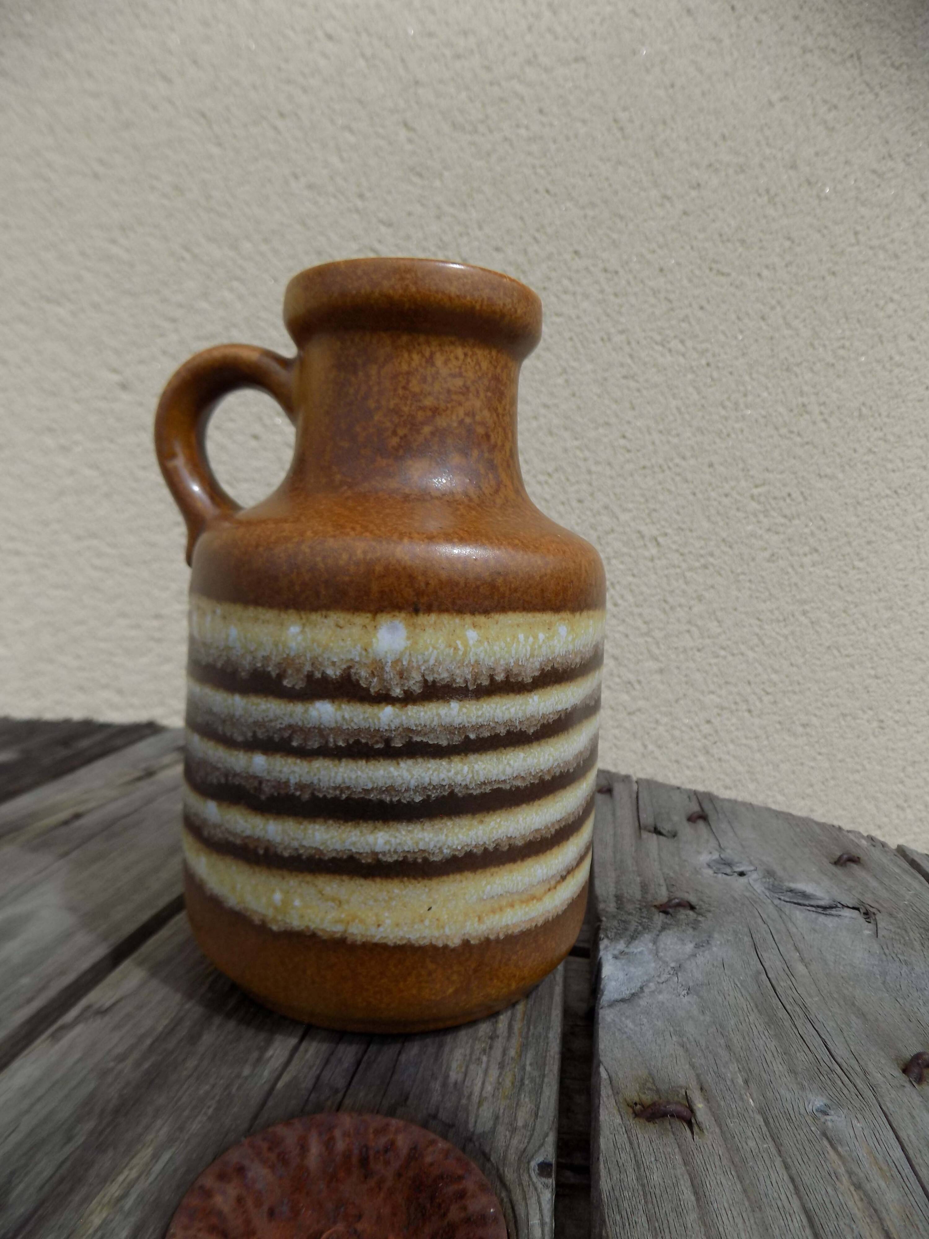 Striped stoneware vase