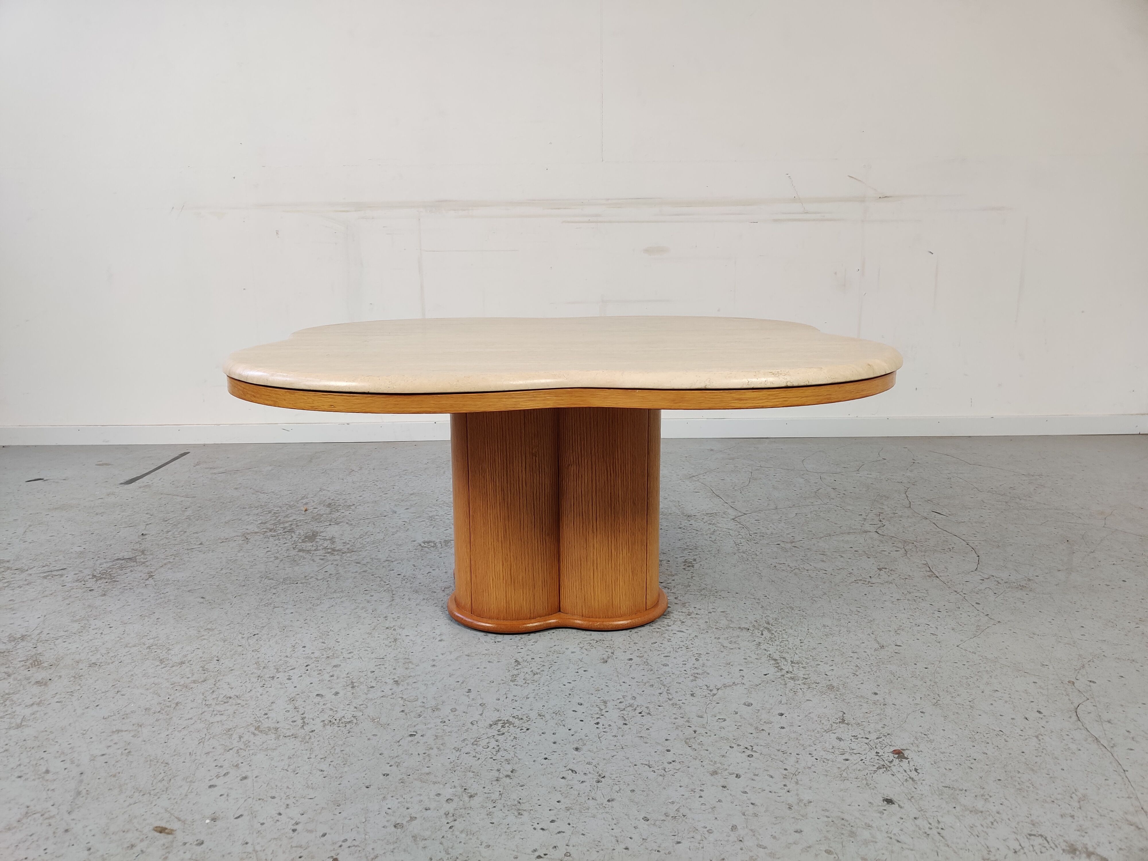 Vintage "cloud" coffee table in travertine, 80s