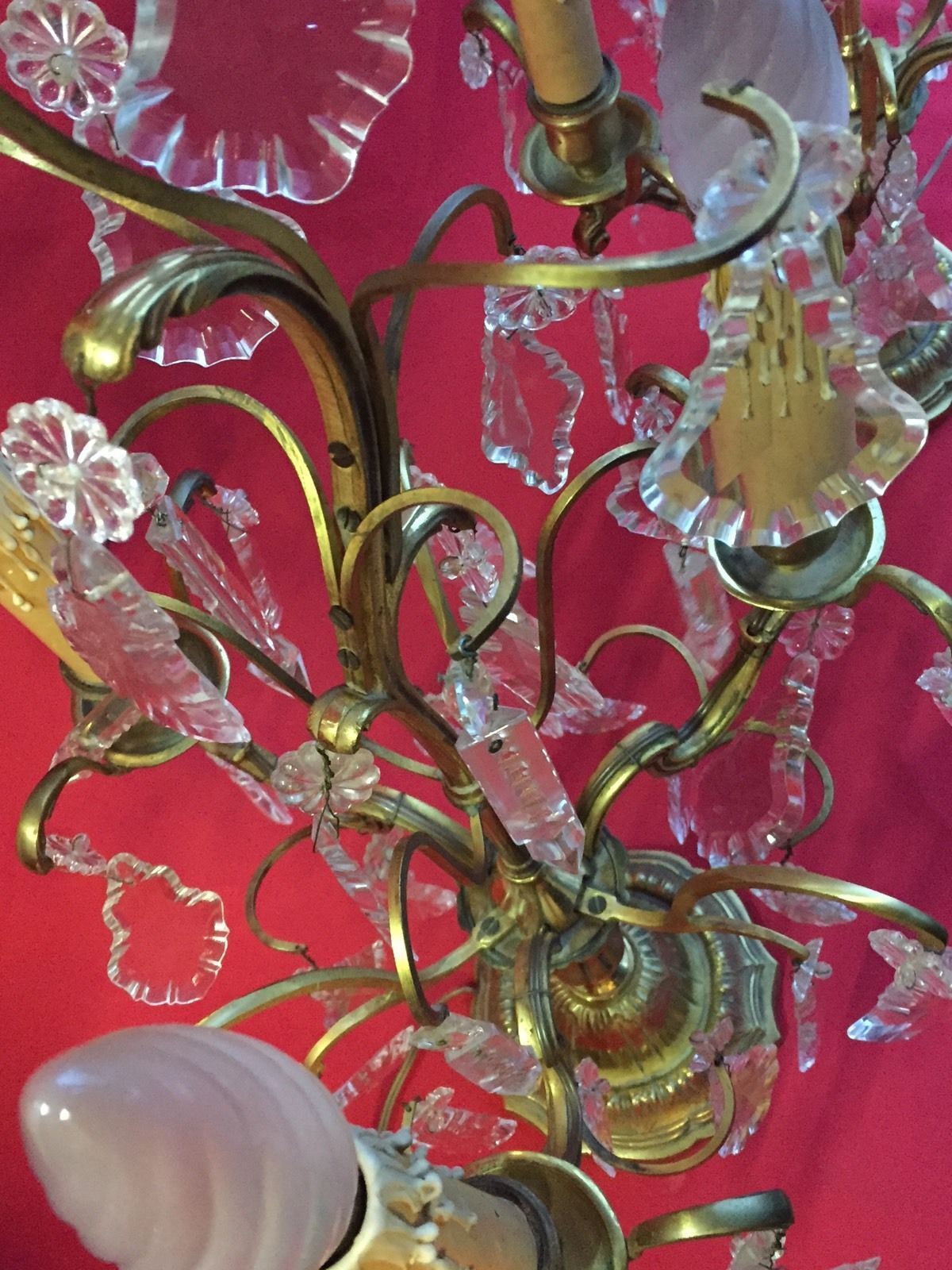 Pair of crystal tassels with bronze frame