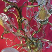Paire de girandoles à pampilles cristal avec armature bronze