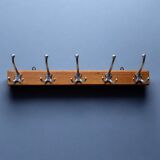 Vintage wooden wall coat rack - 5 hooks