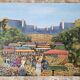 Tableau Huile sur Toile - Paysage marché Breton Signé Chateaugiron