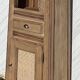 Antique bonnetière in solid raw oak and canework - compass feet