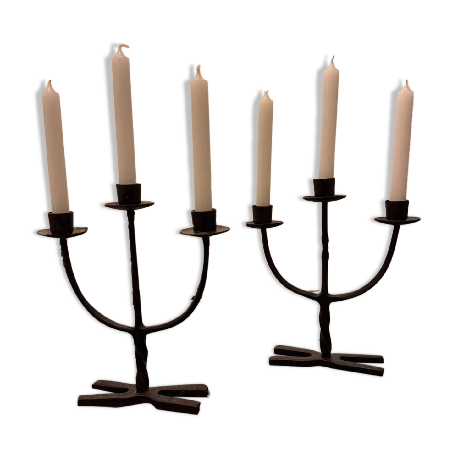 Brutalist pair of candlesticks