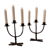 Brutalist pair of candlesticks