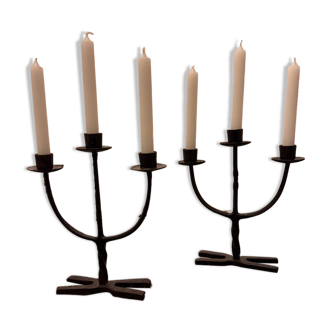 Brutalist pair of candlesticks