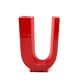 Space age red U letter ceramic solifleur vase, Marcel Radureau Francia 1970