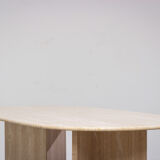 1970 oval architectural travertine dining table
