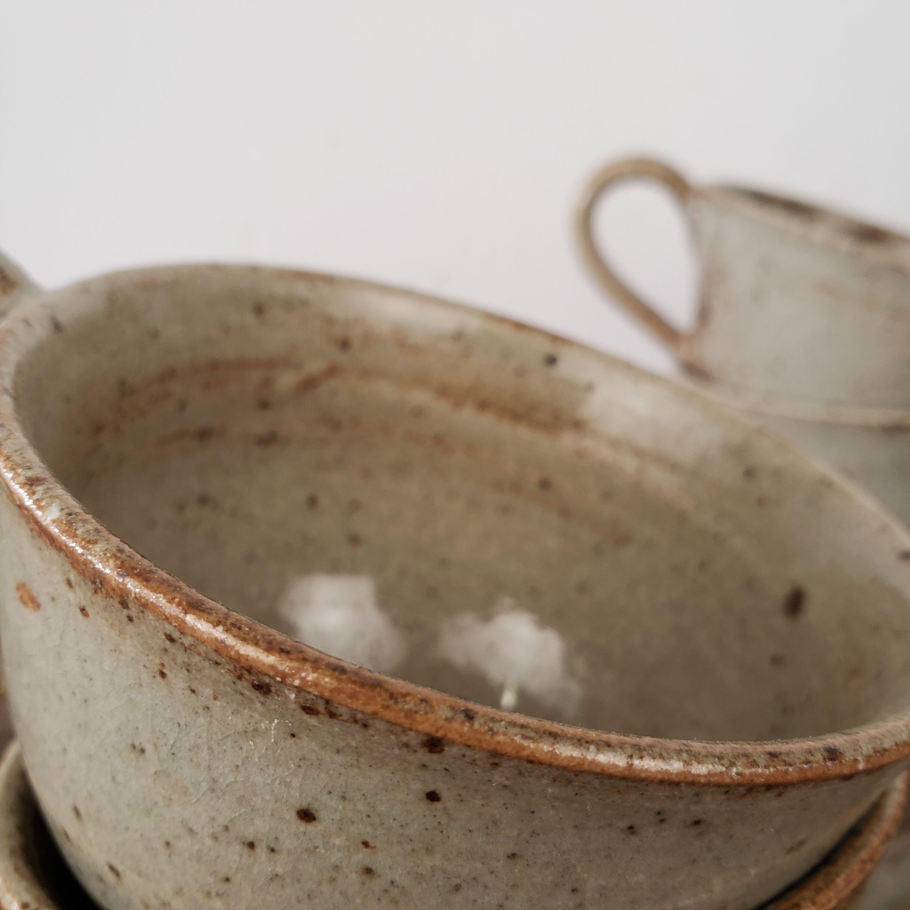 Gray stoneware cups