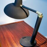 Lampe année 60 en acier noir et laiton, flexible