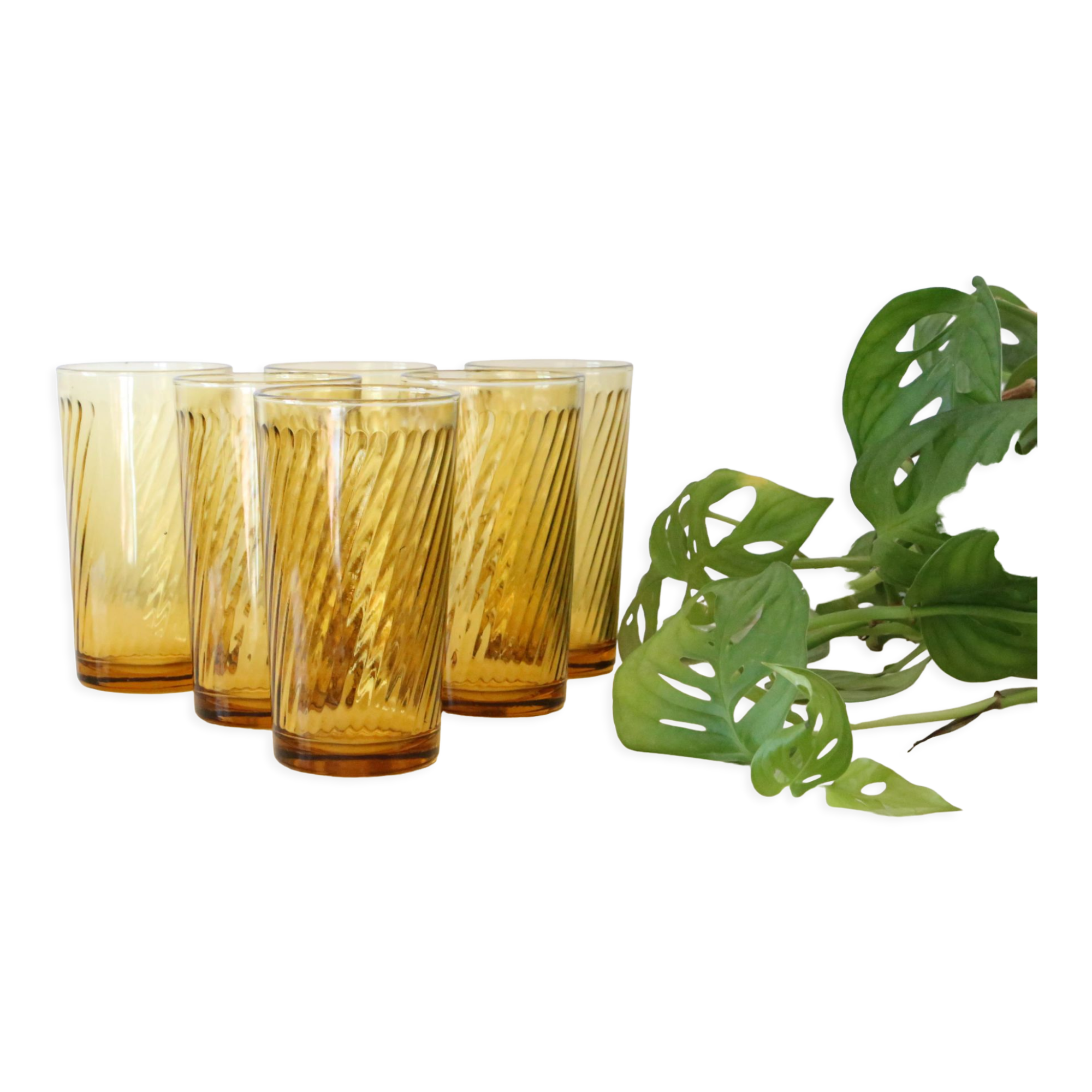 Lot de 6 verres ambrés
